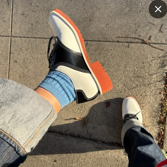Labucq Saddle Shoes Burgundy Bordeaux and White Women's Oxfords - Picture 3 of 7